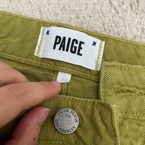 Paige green denim jean shorts size 25